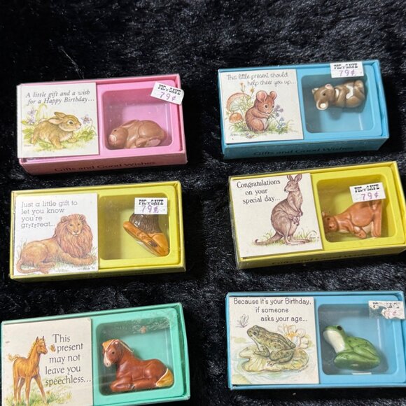 Vintage American Greetings Americard Miniture Animals And Card NOS Set Of 6 - Picture 1 of 7